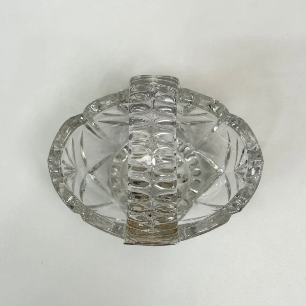 Anna Hutte Bleikristall 24% Lead Crystal Basket Made in Germany Cut Glass 4in